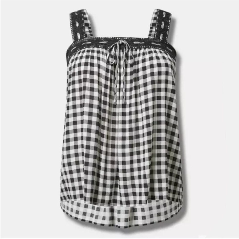 Torrid Washable Gauze Crochet Lace Trim Tank